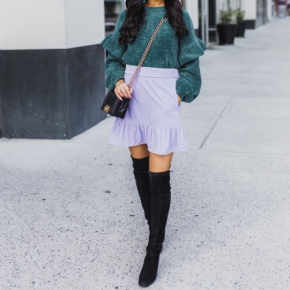 NWT J Crew Velvet Peplum Skirt lavender - Picture 3 of 5